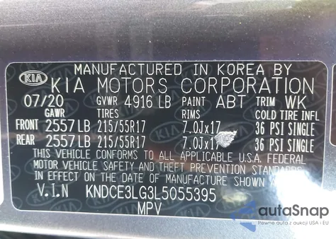 2020 Kia Niro Ev Ex Premium from USA, damaged, VIN KNDCE3LG3L5055395